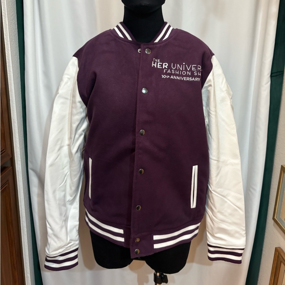 Her universe 10th anniversary fashion show bomber jacket.